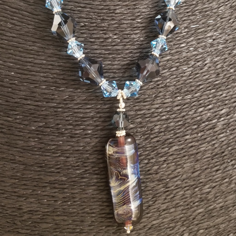 Lampwork and Swarovski Crystal Statement Necklace - Picture 7 of 7